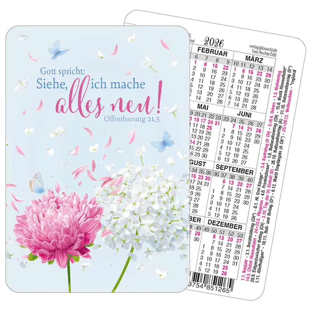 Cover: 9783754851265 | Spielkartenkalender Blumen 2026 | Jahreslosung 2026 | Kalender | 2026