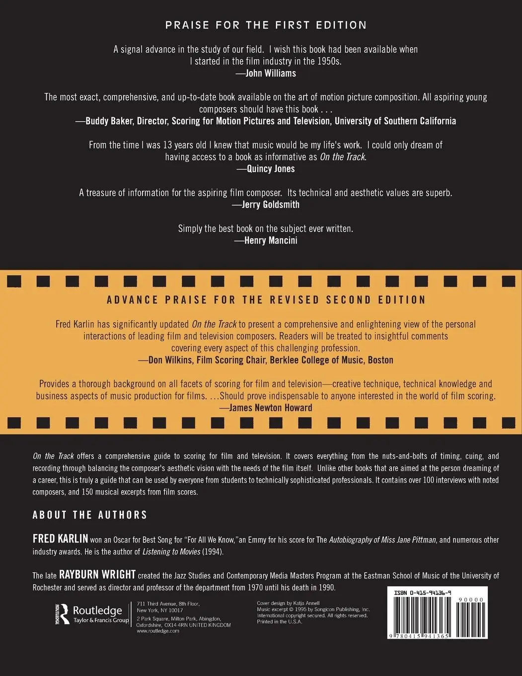 Rückseite: 9780415941365 | On the Track | A Guide to Contemporary Film Scoring | Karlin (u. a.)