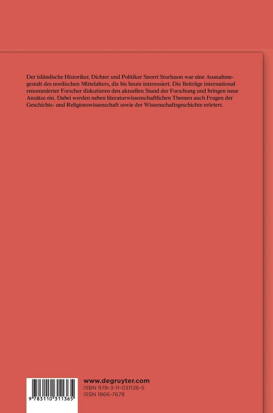 Rückseite: 9783110311365 | Snorri Sturluson - Historiker, Dichter, Politiker | Beck (u. a.)