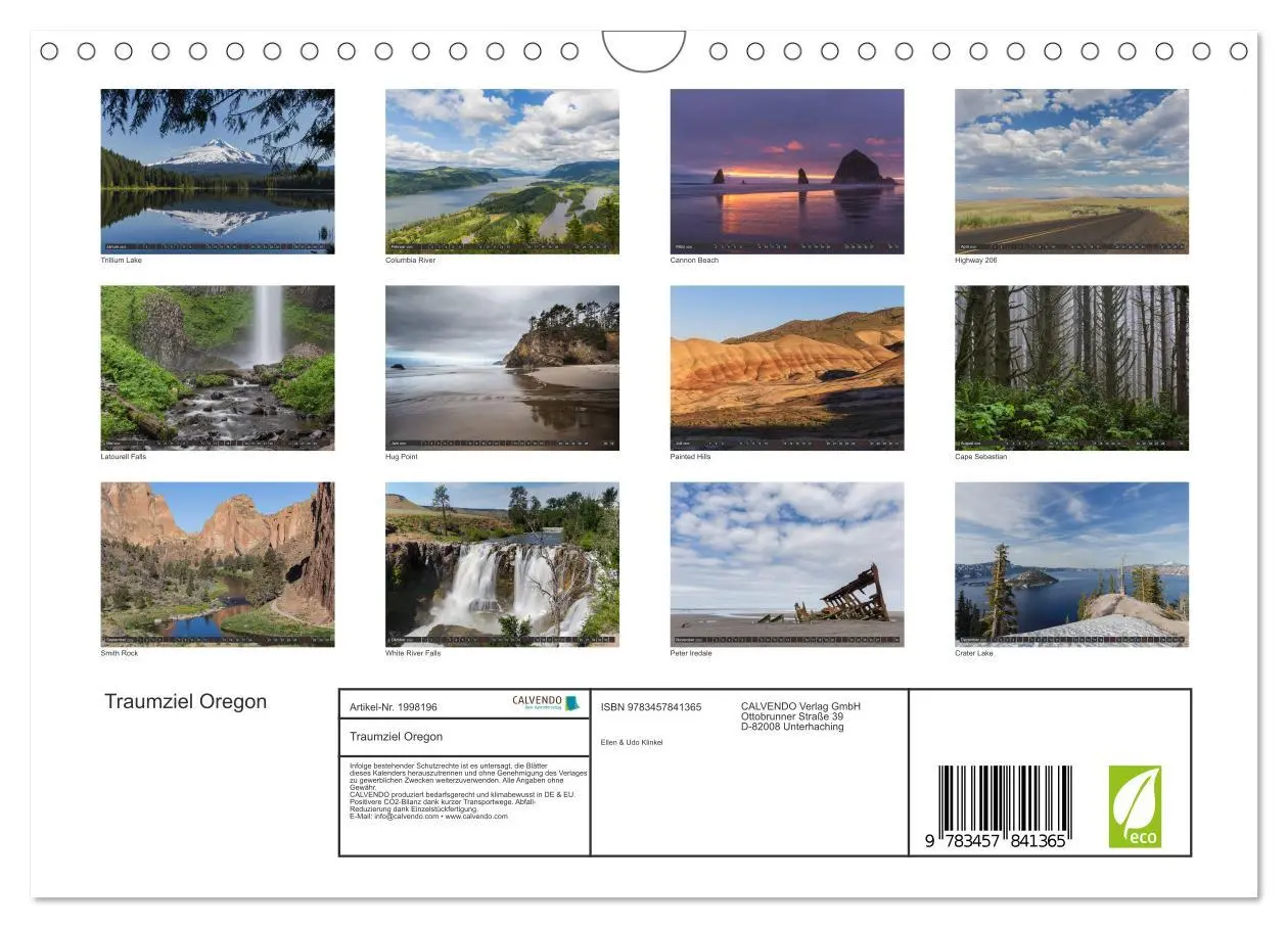 Bild: 9783457841365 | Traumziel Oregon (Wandkalender 2026 DIN A4 quer), CALVENDO...