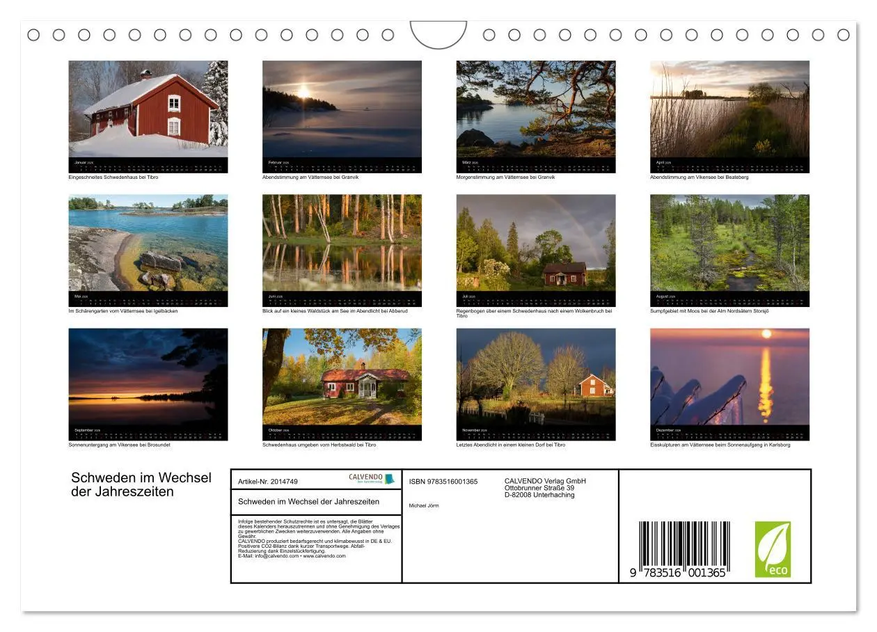 Bild: 9783516001365 | Schweden im Wechsel der Jahreszeiten (Wandkalender 2026 DIN A4...