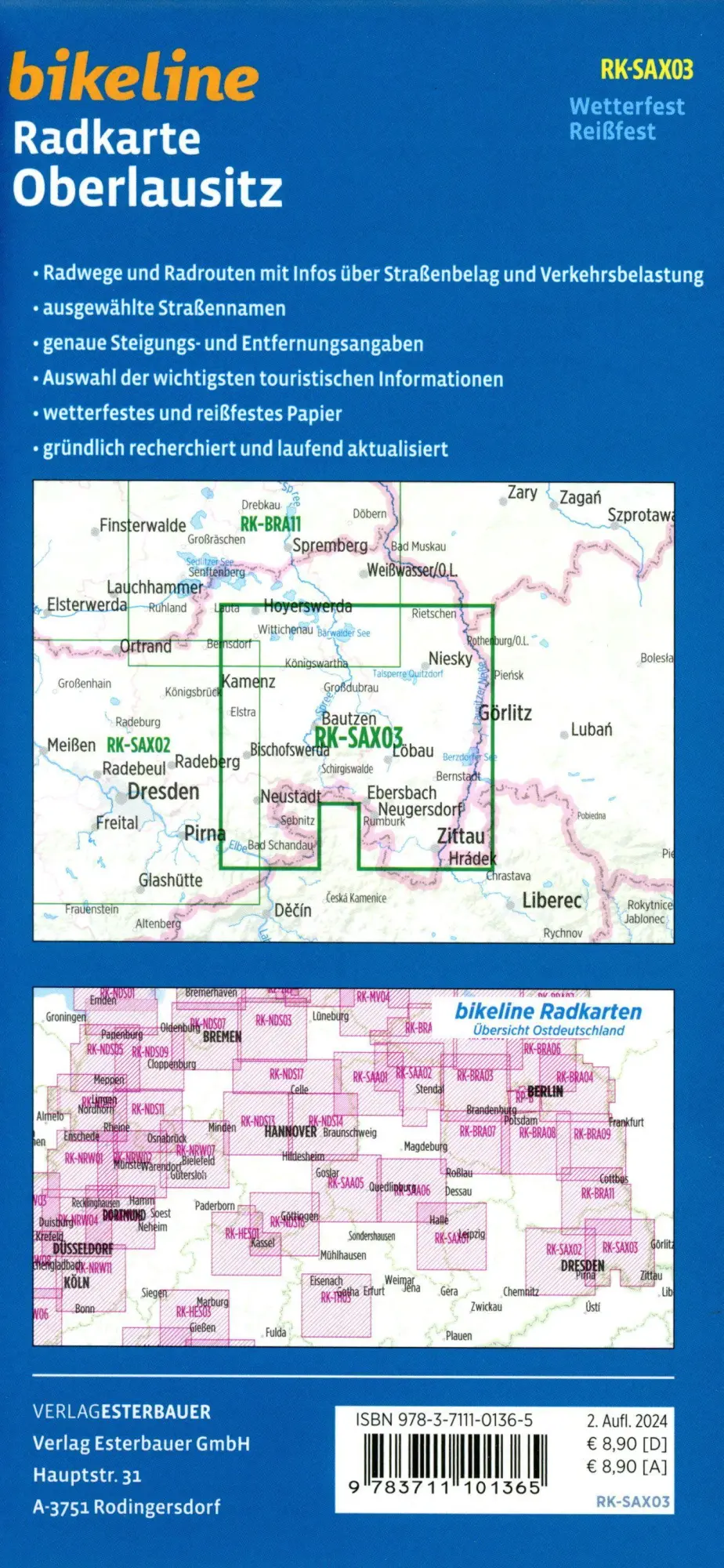 Bild: 9783711101365 | Radkarte Oberlausitz (RK-SAX03) | Esterbauer Verlag | (Land-)Karte