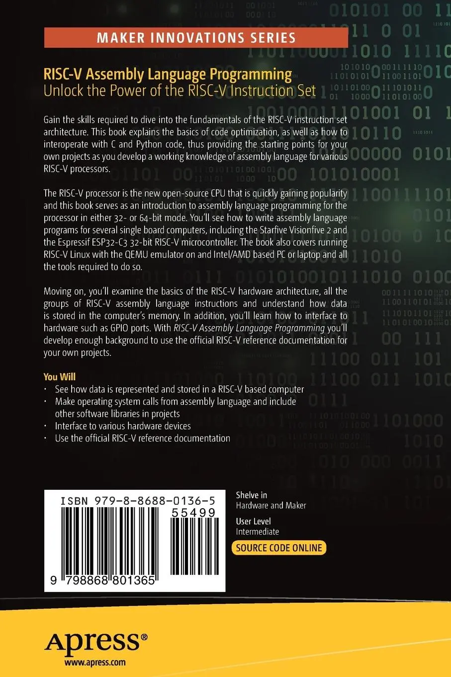 Rückseite: 9798868801365 | RISC-V Assembly Language Programming | Stephen Smith | Taschenbuch