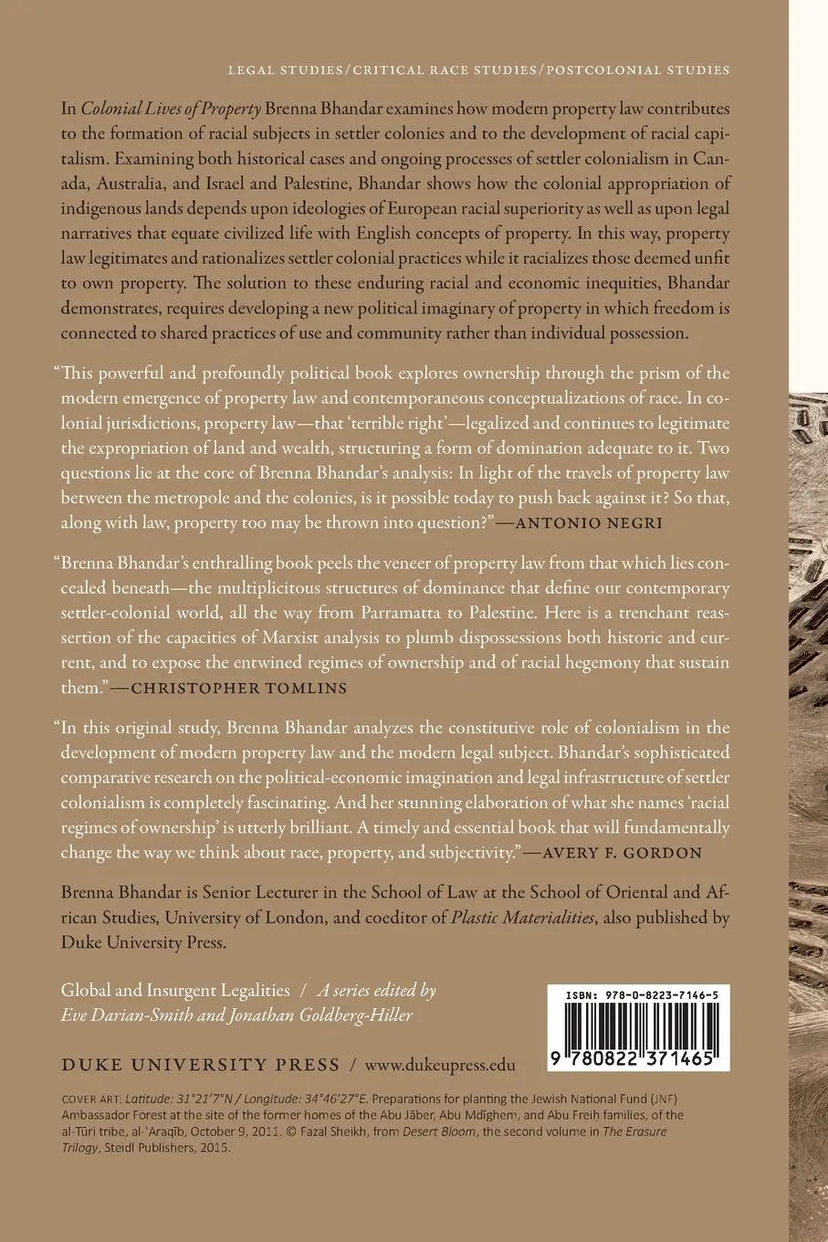 Rückseite: 9780822371465 | Colonial Lives of Property | Brenna Bhandar | Taschenbuch | Englisch