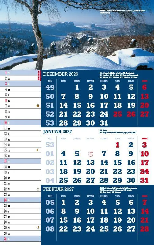 Bild: 9783957561565 | 3-Monatskalender Sachsen 2027 | Jörg Neubert | Kalender | Datumsreiter