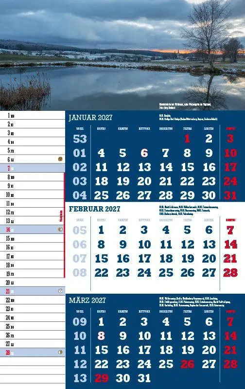Bild: 9783957561565 | 3-Monatskalender Sachsen 2027 | Jörg Neubert | Kalender | Datumsreiter