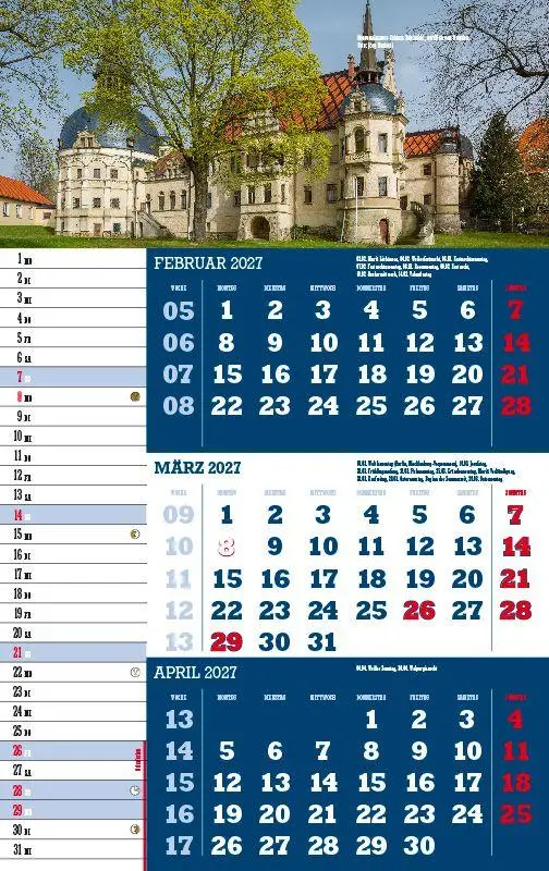 Bild: 9783957561565 | 3-Monatskalender Sachsen 2027 | Jörg Neubert | Kalender | Datumsreiter