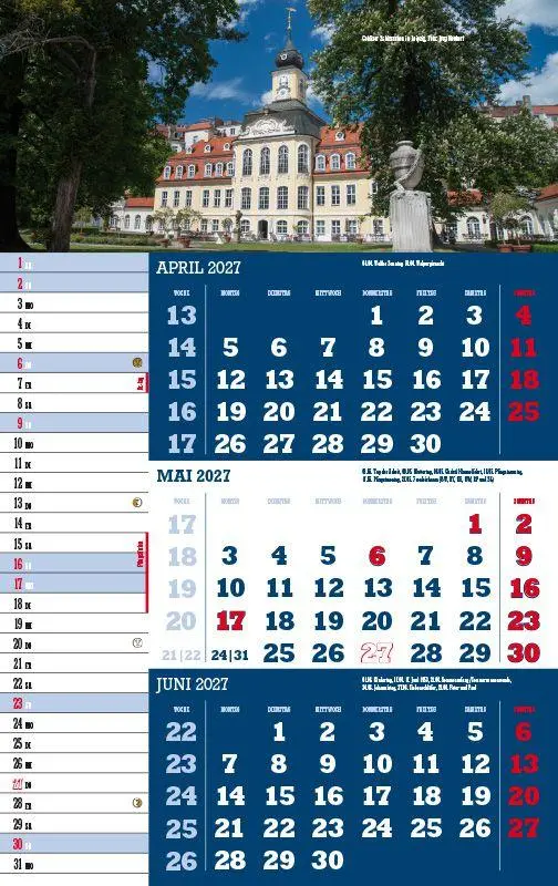 Bild: 9783957561565 | 3-Monatskalender Sachsen 2027 | Jörg Neubert | Kalender | Datumsreiter