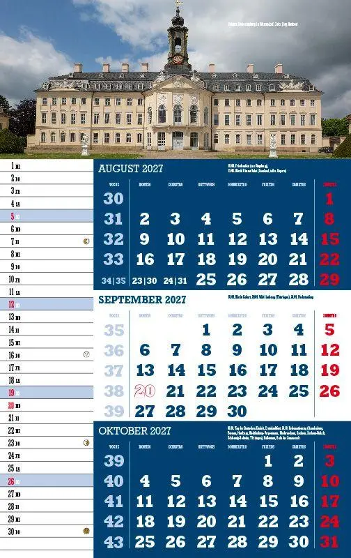 Bild: 9783957561565 | 3-Monatskalender Sachsen 2027 | Jörg Neubert | Kalender | Datumsreiter