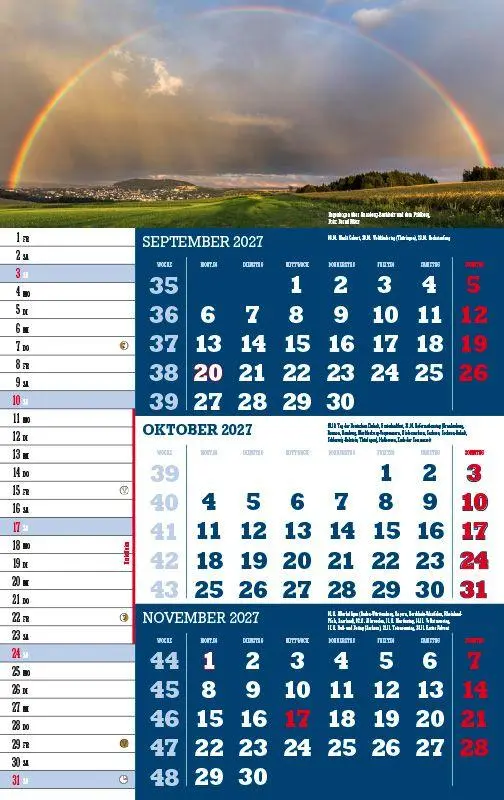 Bild: 9783957561565 | 3-Monatskalender Sachsen 2027 | Jörg Neubert | Kalender | Datumsreiter