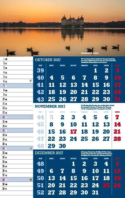 Bild: 9783957561565 | 3-Monatskalender Sachsen 2027 | Jörg Neubert | Kalender | Datumsreiter