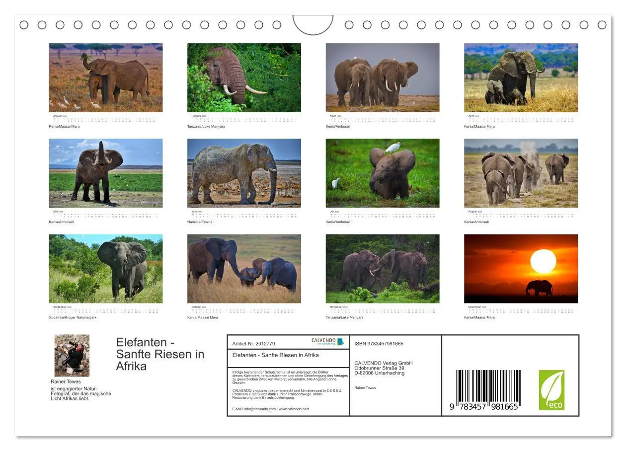 Bild: 9783457981665 | Elefanten - Sanfte Riesen in Afrika (Wandkalender 2026 DIN A4...