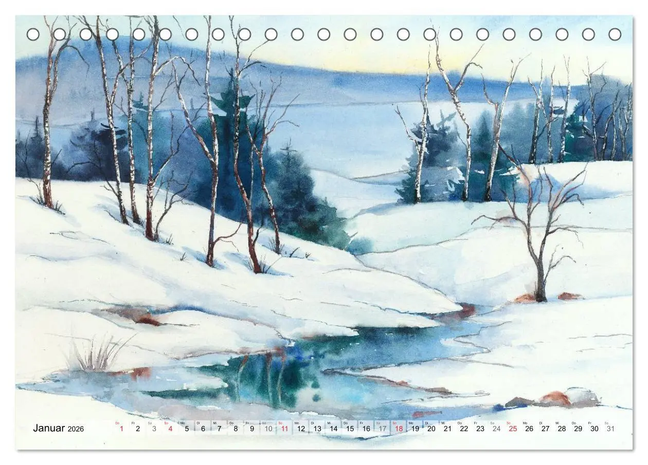 Bild: 9783516071665 | Jahreszeiten Aquarelle (Tischkalender 2026 DIN A5 quer), CALVENDO...