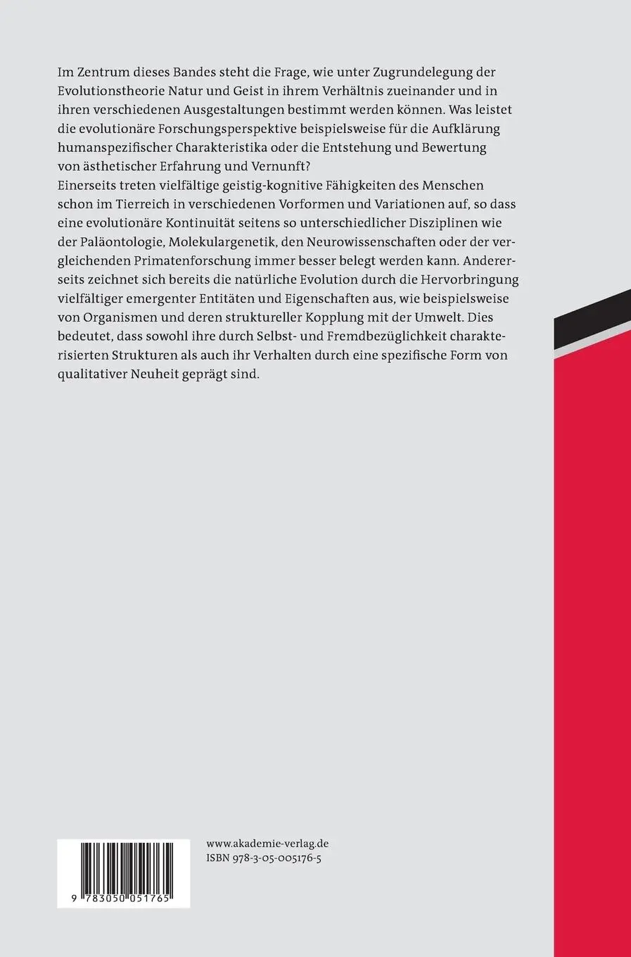Rückseite: 9783050051765 | Natur und Geist | Über ihre evolutionäre Verhältnisbestimmung | Buch
