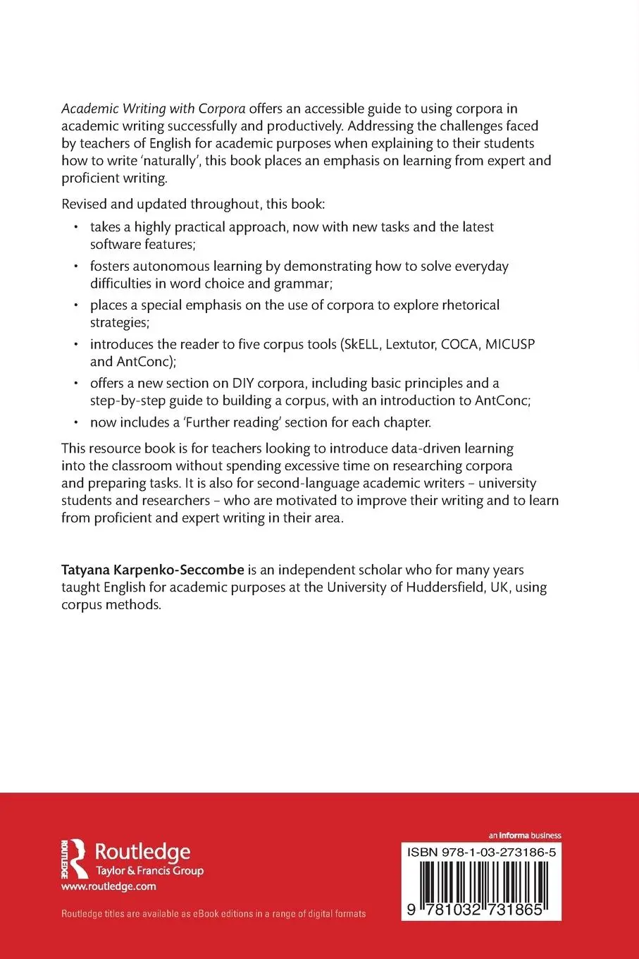 Rückseite: 9781032731865 | Academic Writing with Corpora | Tatyana Karpenko-Seccombe | Buch