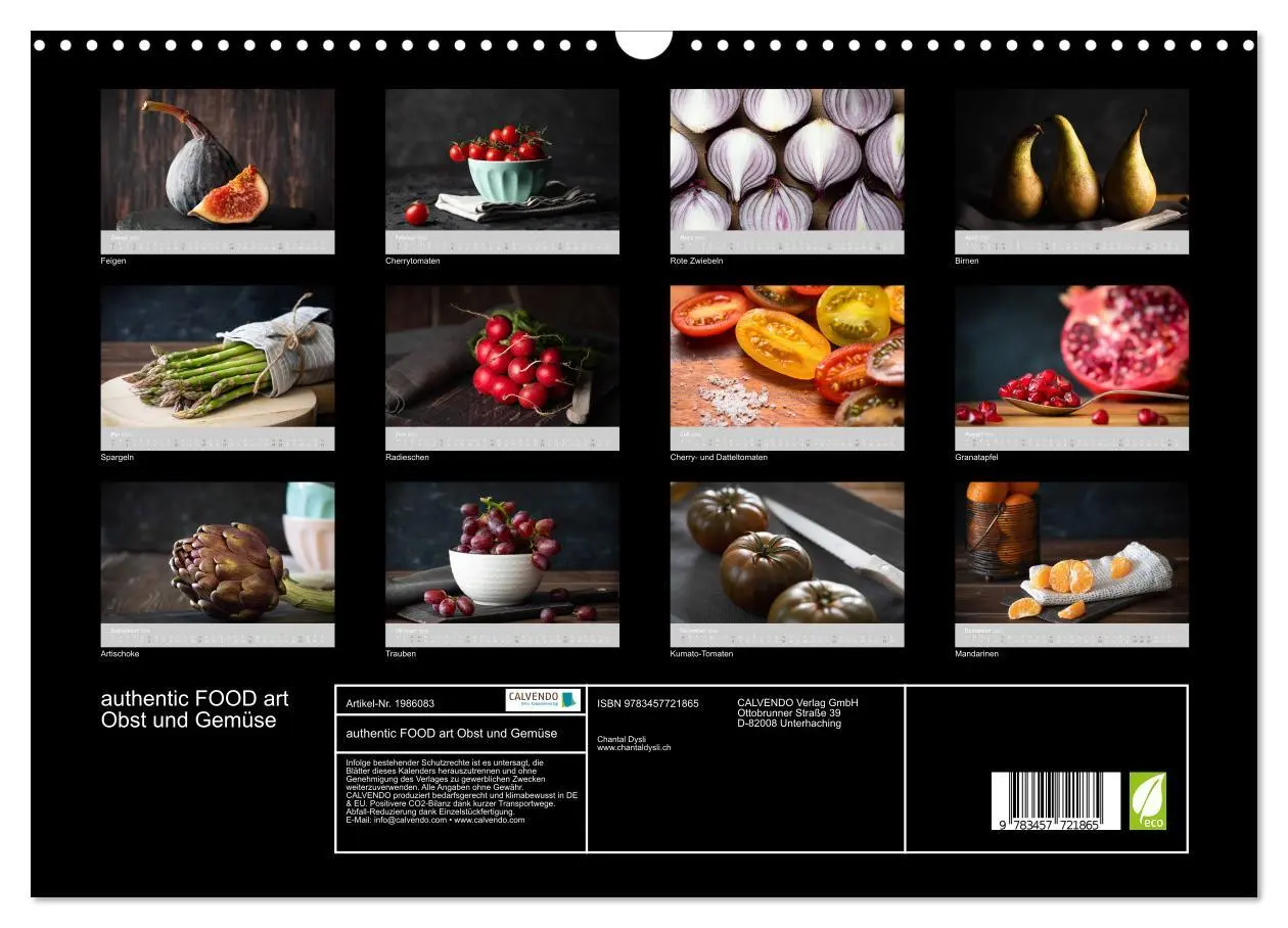 Bild: 9783457721865 | authentic FOOD art Obst und Gemüse (Wandkalender 2026 DIN A3 quer),...