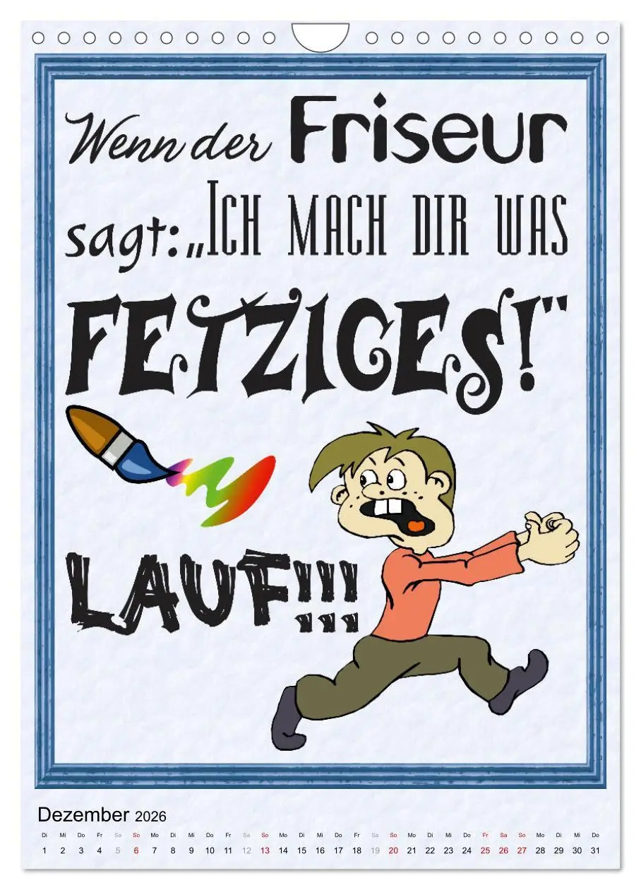 Bild: 9783516361865 | Friseur-Sprüche (Wandkalender 2026 DIN A4 hoch), CALVENDO...