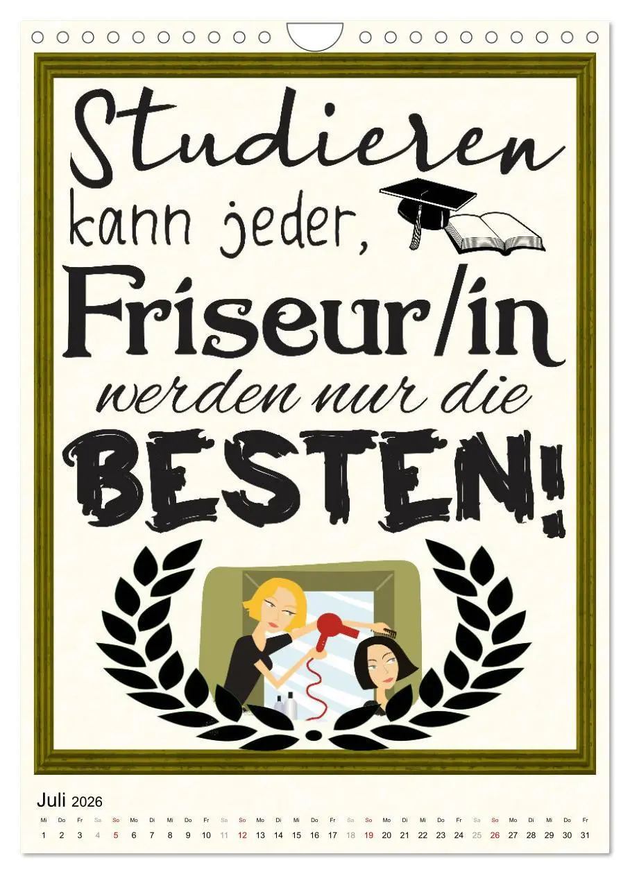 Bild: 9783516361865 | Friseur-Sprüche (Wandkalender 2026 DIN A4 hoch), CALVENDO...
