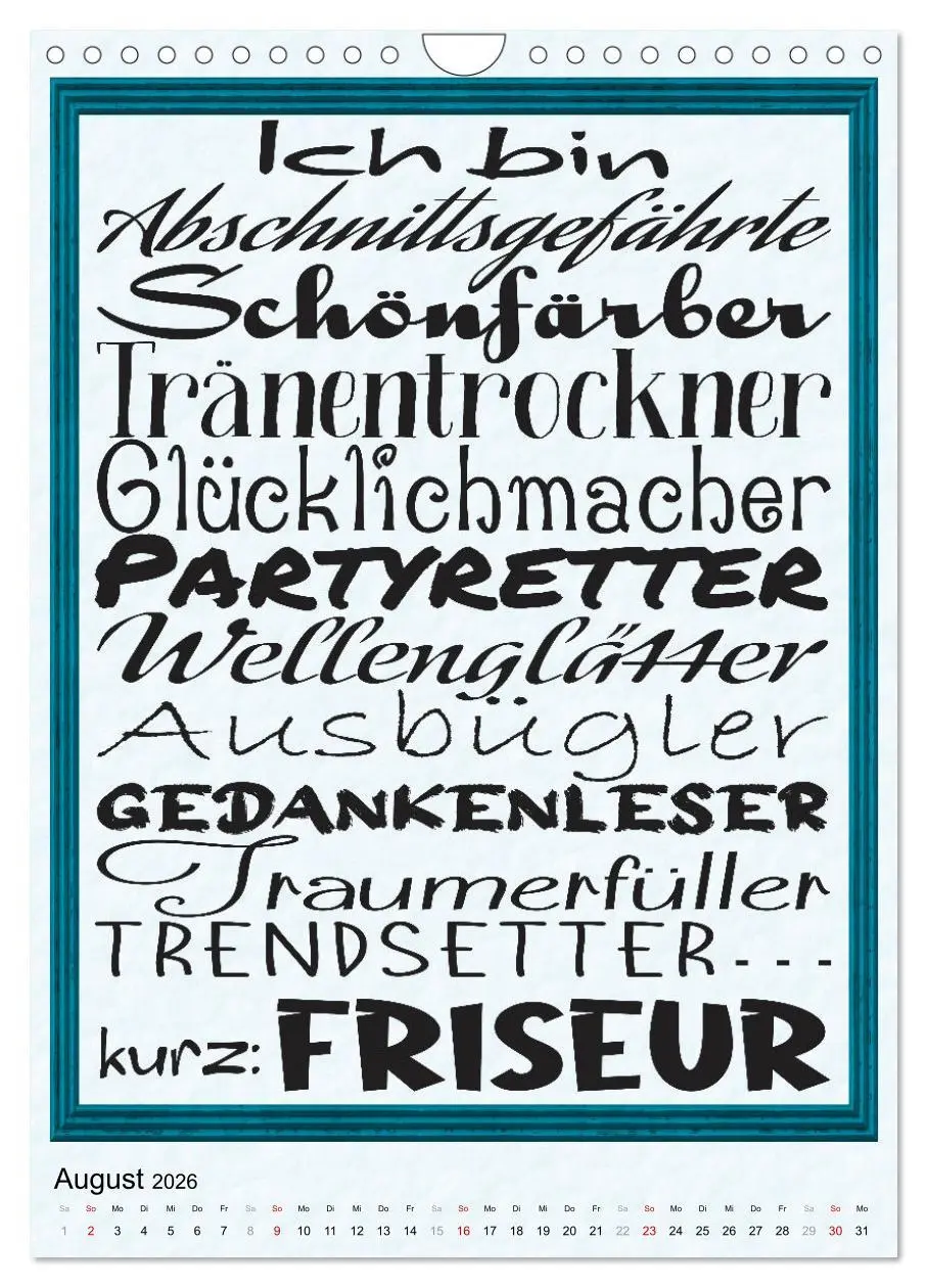 Bild: 9783516361865 | Friseur-Sprüche (Wandkalender 2026 DIN A4 hoch), CALVENDO...