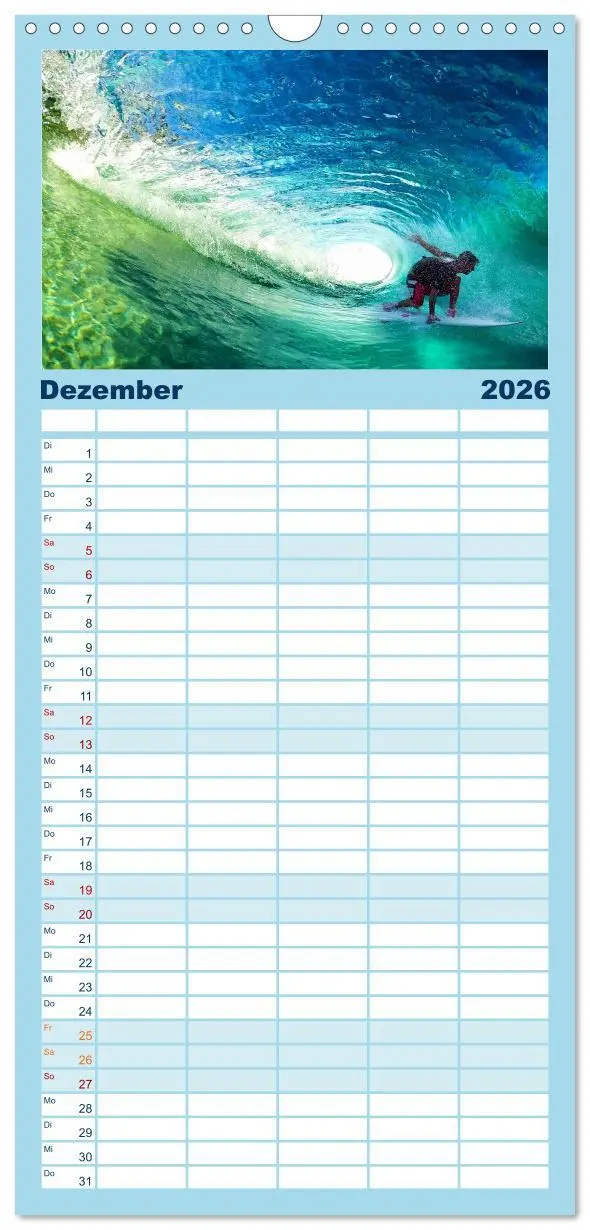 Bild: 9783516501865 | Familienplaner 2026 - Surfen - from Inside the Barrel mit 5 Spalten...