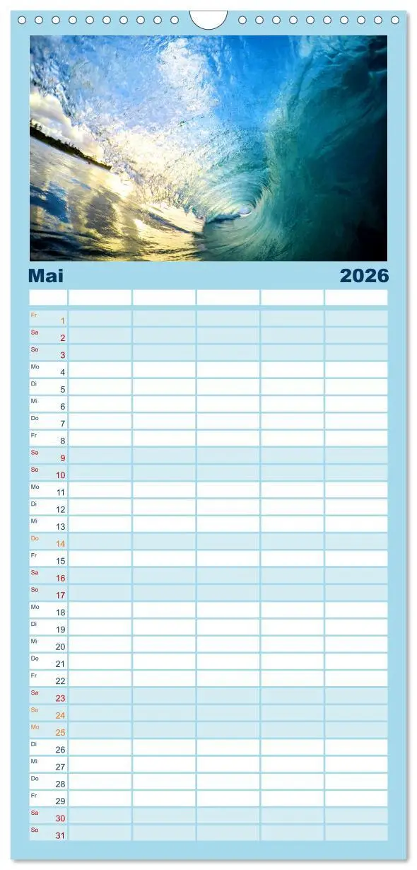 Bild: 9783516501865 | Familienplaner 2026 - Surfen - from Inside the Barrel mit 5 Spalten...