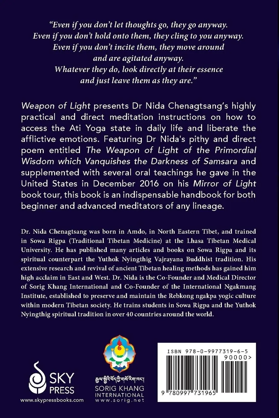 Rückseite: 9780997731965 | Weapon of Light | Introduction to Ati Yoga Meditation | Chenagtsang