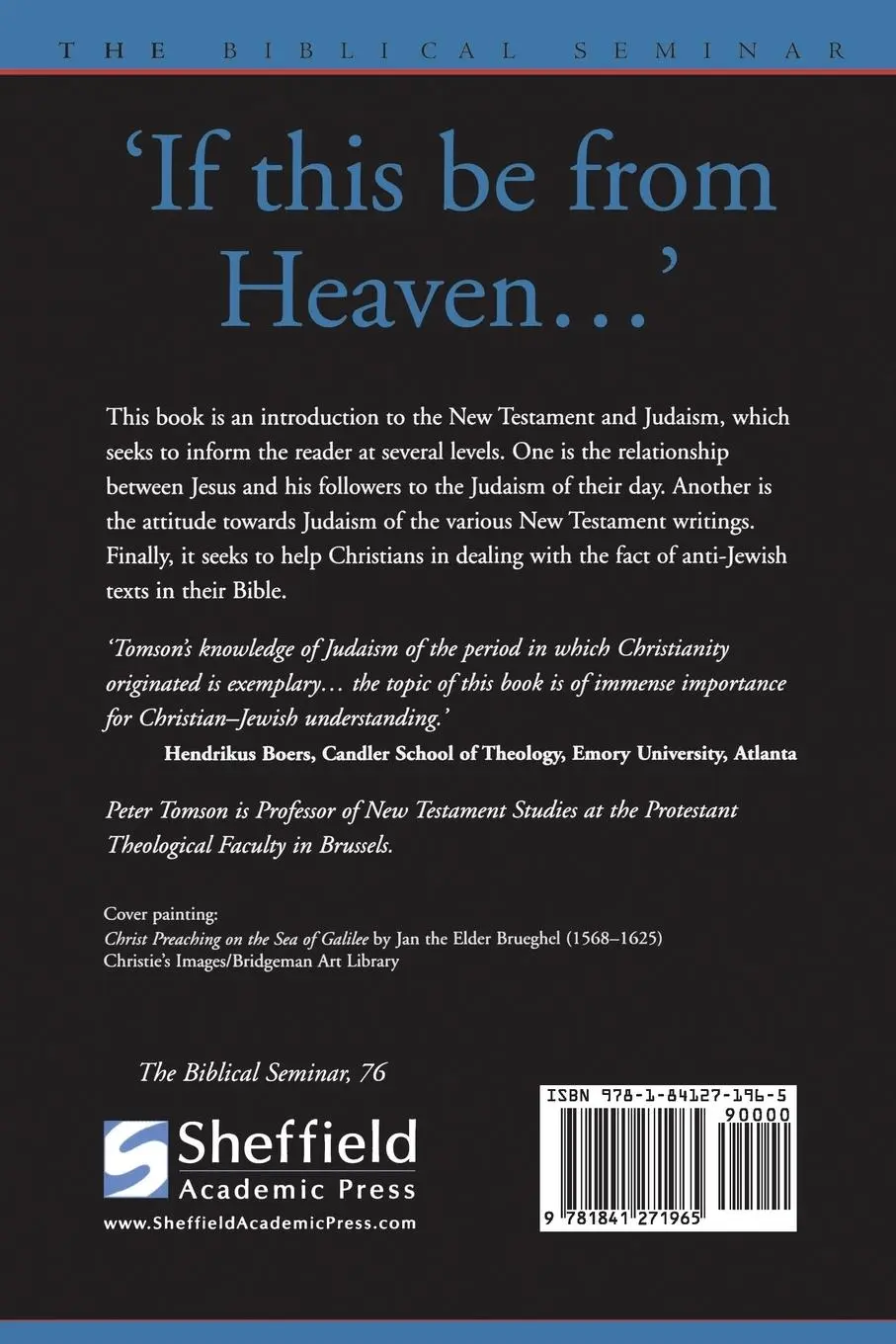 Rückseite: 9781841271965 | If this be from Heaven | Peter Tomson | Taschenbuch | Englisch | 2001
