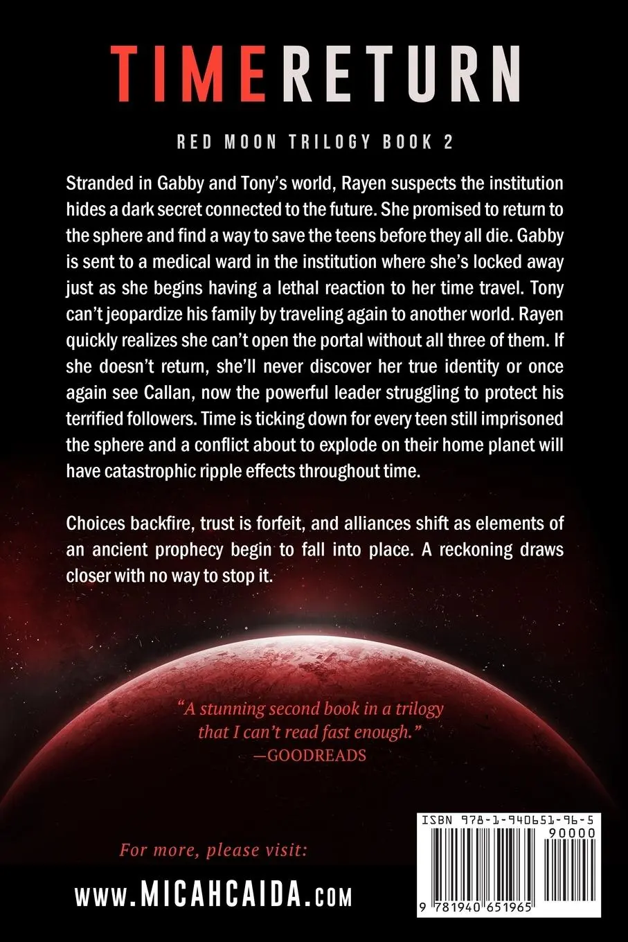 Rückseite: 9781940651965 | Time Return | Red Moon science fiction, time travel trilogy Book 2