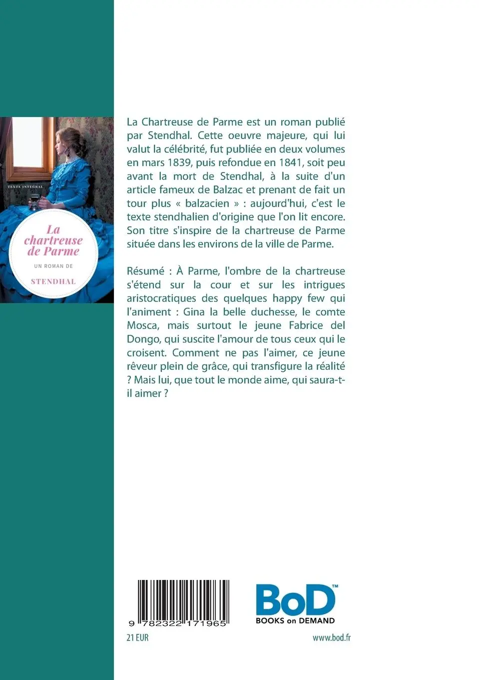 Rückseite: 9782322171965 | La Chartreuse de Parme | .. Stendhal | Taschenbuch | 452 S. | 2019