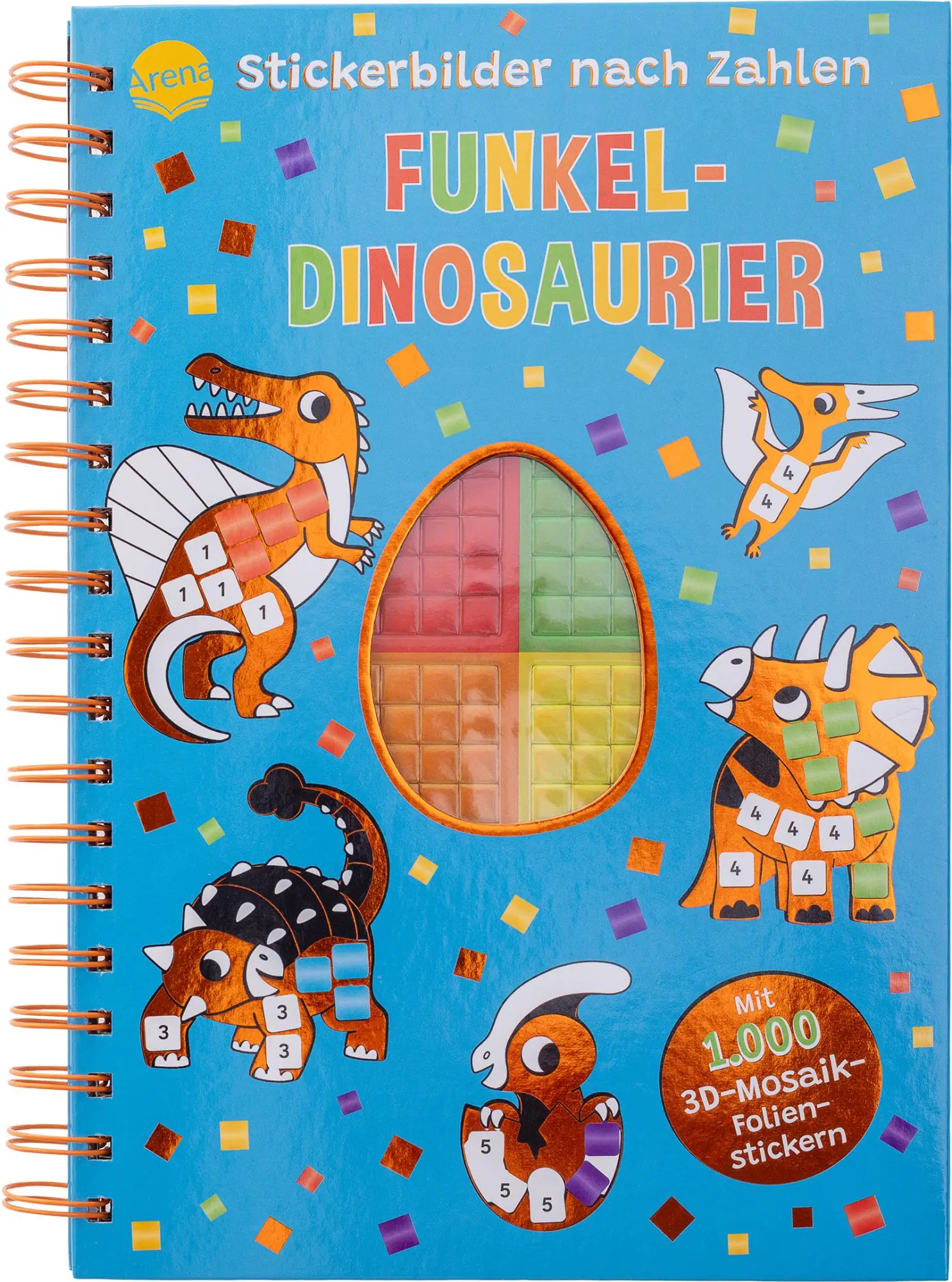 Cover: 9783401721965 | Stickerbilder nach Zahlen. Funkel-Dinosaurier (Mit 1.000...
