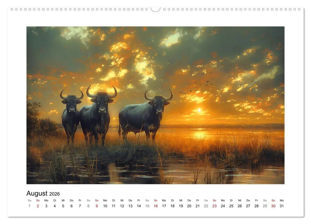Bild: 9783457261965 | Wilde Rinder (Wandkalender 2026 DIN A2 quer), CALVENDO Monatskalender