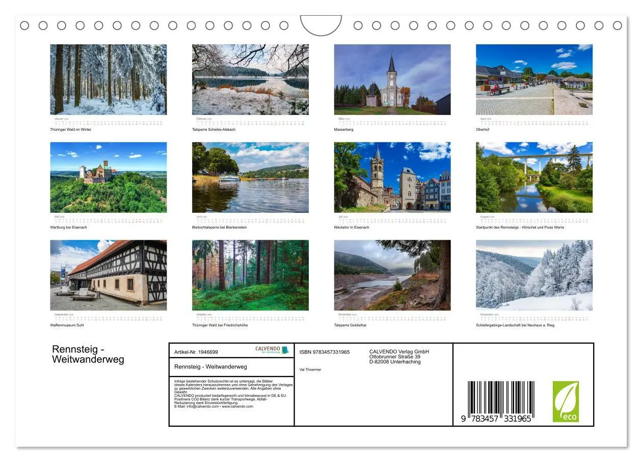 Bild: 9783457331965 | Rennsteig - Weitwanderweg (Wandkalender 2026 DIN A4 quer), CALVENDO...