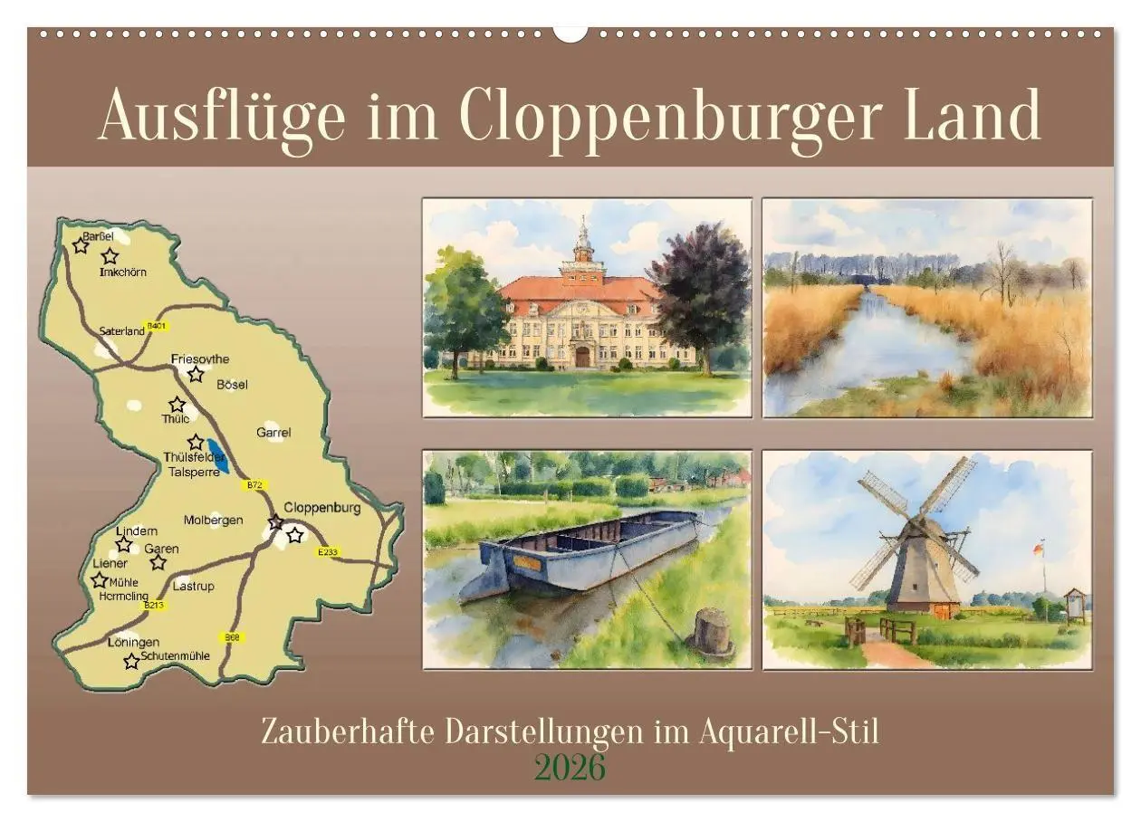 Cover: 9783516731965 | Ausflüge im Cloppenburger Land (Wandkalender 2026 DIN A2 quer),...