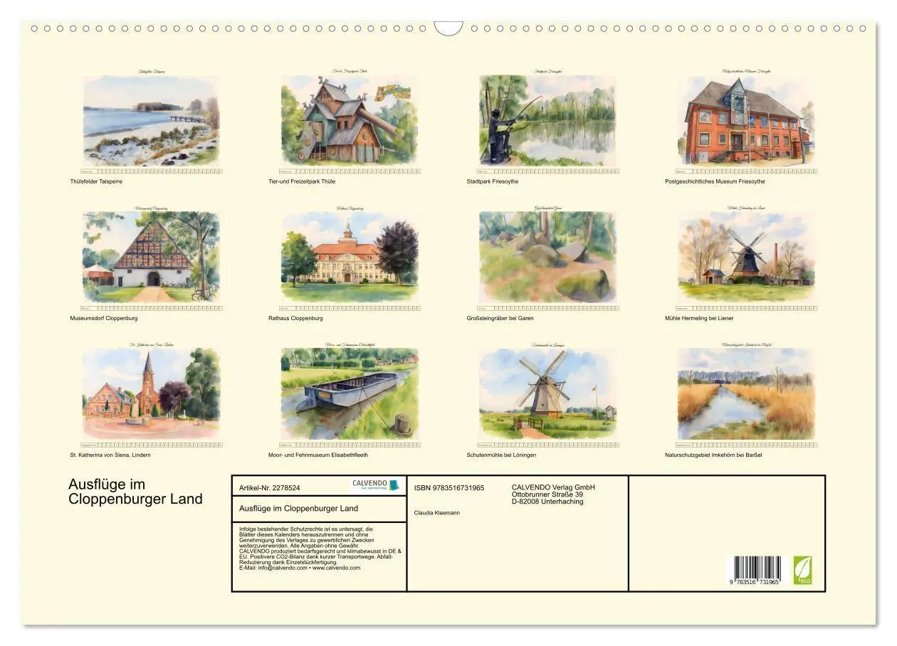 Bild: 9783516731965 | Ausflüge im Cloppenburger Land (Wandkalender 2026 DIN A2 quer),...
