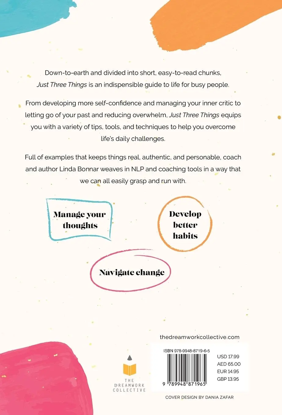 Rückseite: 9789948871965 | Just Three Things | Bite-size ways to transform your life. | Bonnar