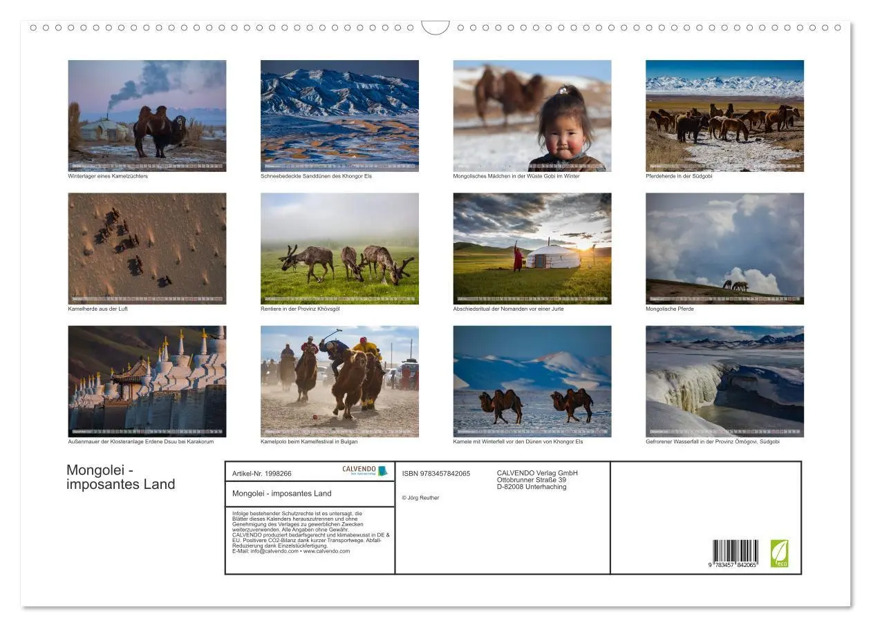 Bild: 9783457842065 | Mongolei - imposantes Land (Wandkalender 2026 DIN A2 quer),...