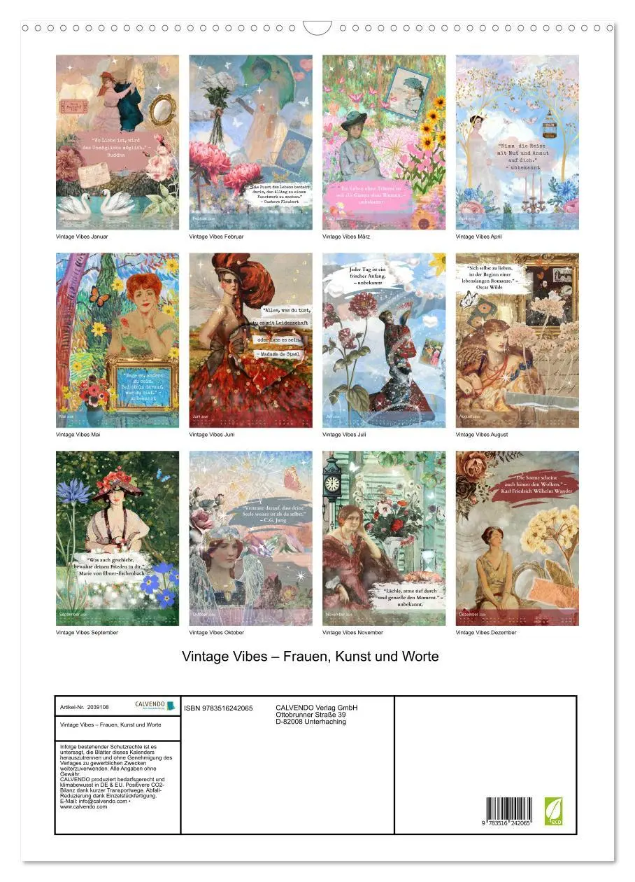 Bild: 9783516242065 | Vintage Vibes - Frauen, Kunst und Worte (Wandkalender 2026 DIN A2...