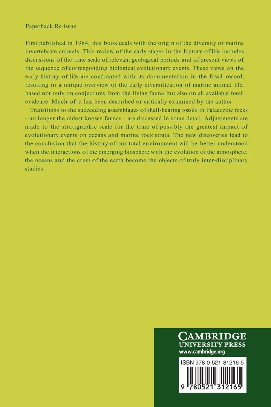 Rückseite: 9780521312165 | The Dawn of Animal Life | A Biohistorical Study | Glaessner (u. a.)