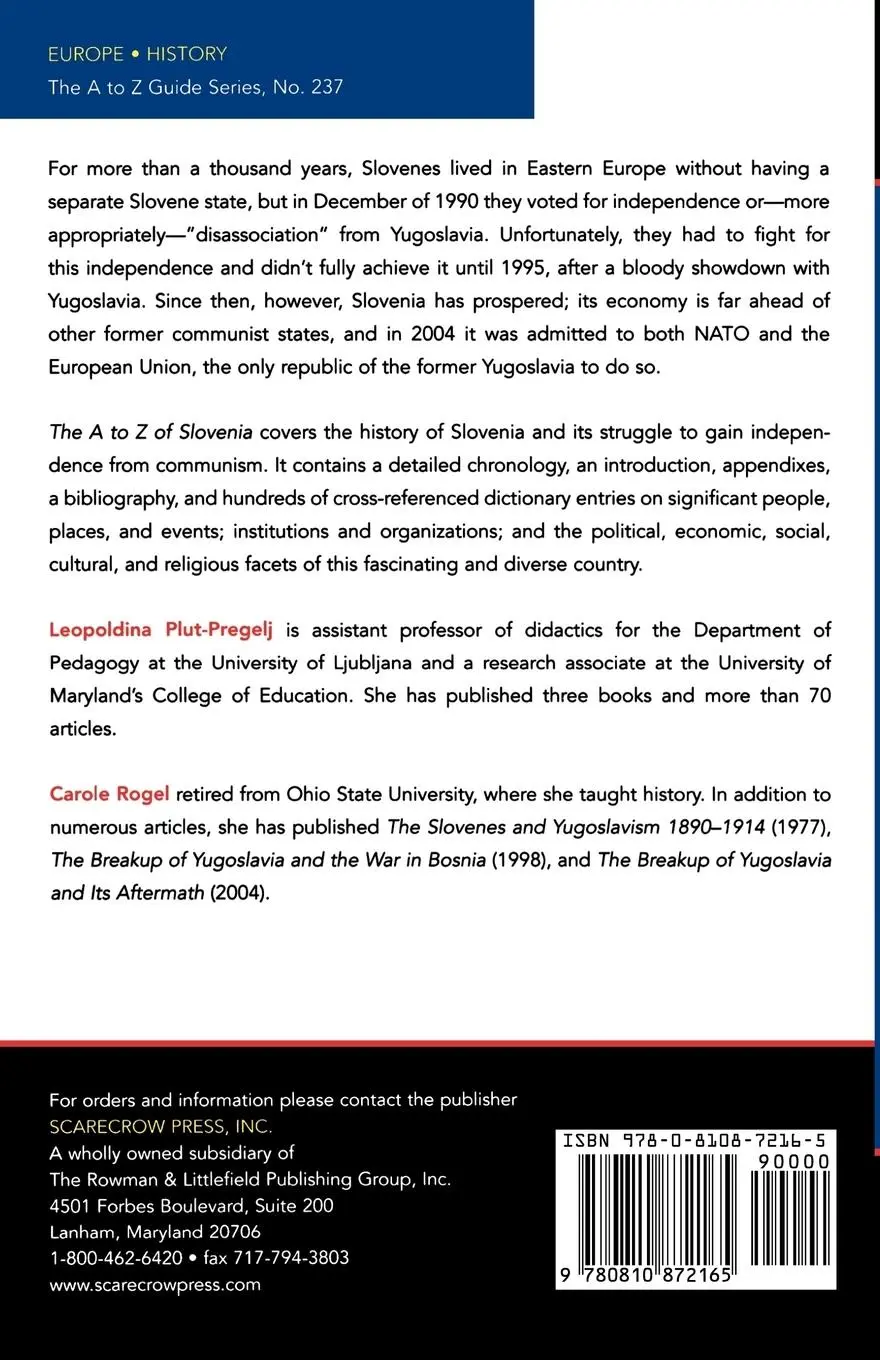 Rückseite: 9780810872165 | A to Z of Slovenia | Leopoldina Plut-Pregelj (u. a.) | Taschenbuch