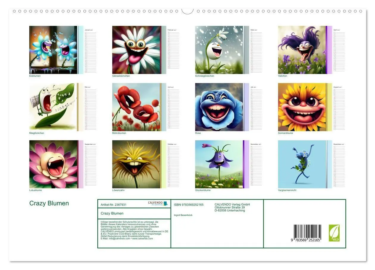 Bild: 9783569252165 | Crazy Blumen (hochwertiger Premium Wandkalender 2027 DIN A2 quer),...