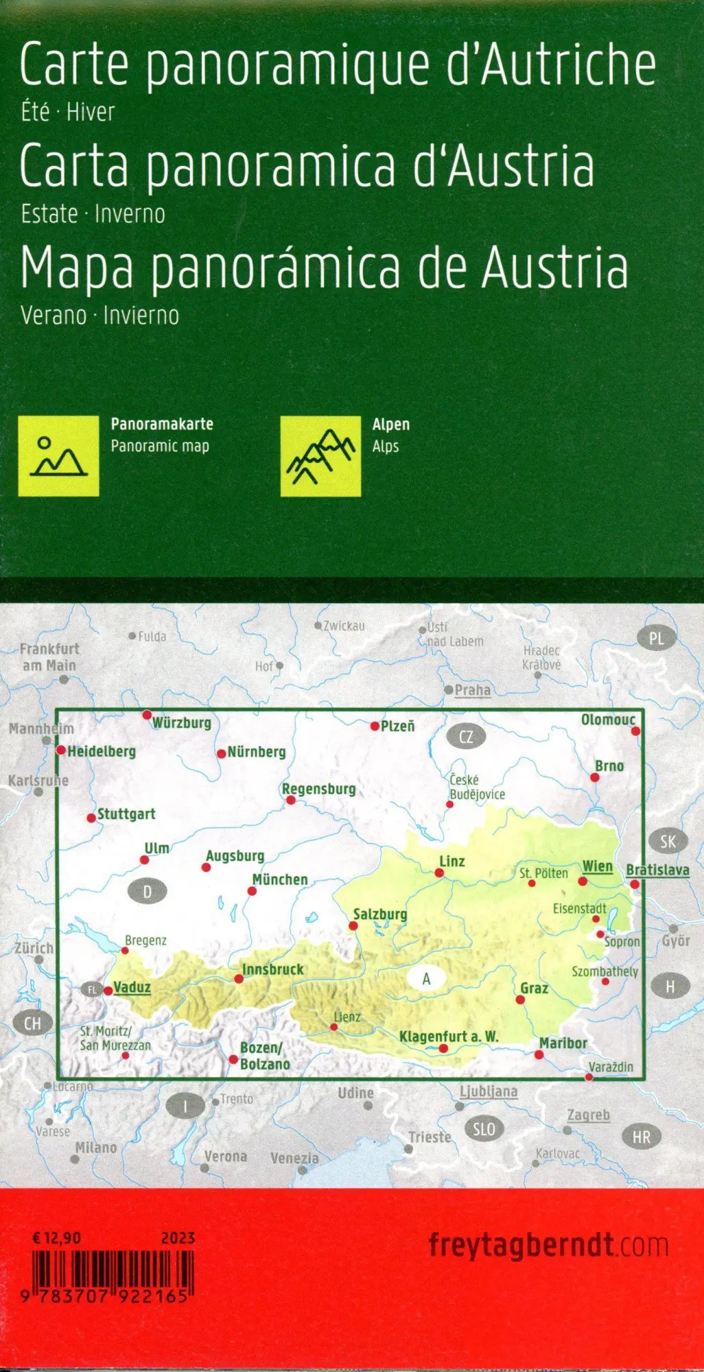 Bild: 9783707922165 | Österreich Panoramakarte, Sommer / Winter, freytag &amp; berndt | Berndt