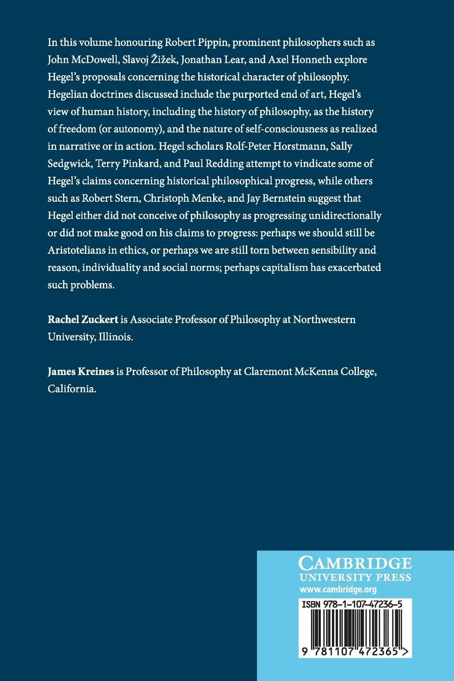 Rückseite: 9781107472365 | Hegel on Philosophy in History | Rachel Zuckert (u. a.) | Taschenbuch