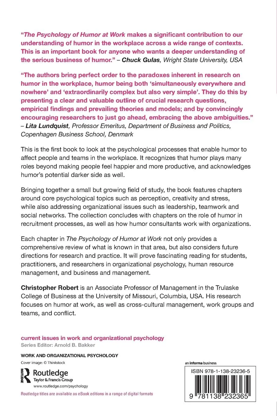 Rückseite: 9781138232365 | The Psychology of Humor at Work | Christopher Robert | Taschenbuch
