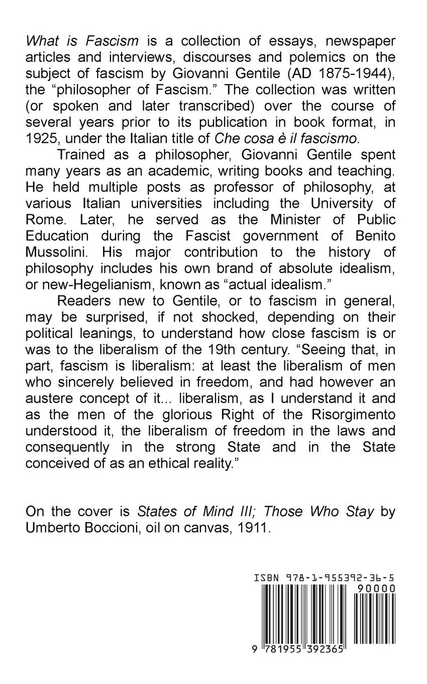 Rückseite: 9781955392365 | What is Fascism | Discourses and Polemics | Giovanni Gentile | Buch