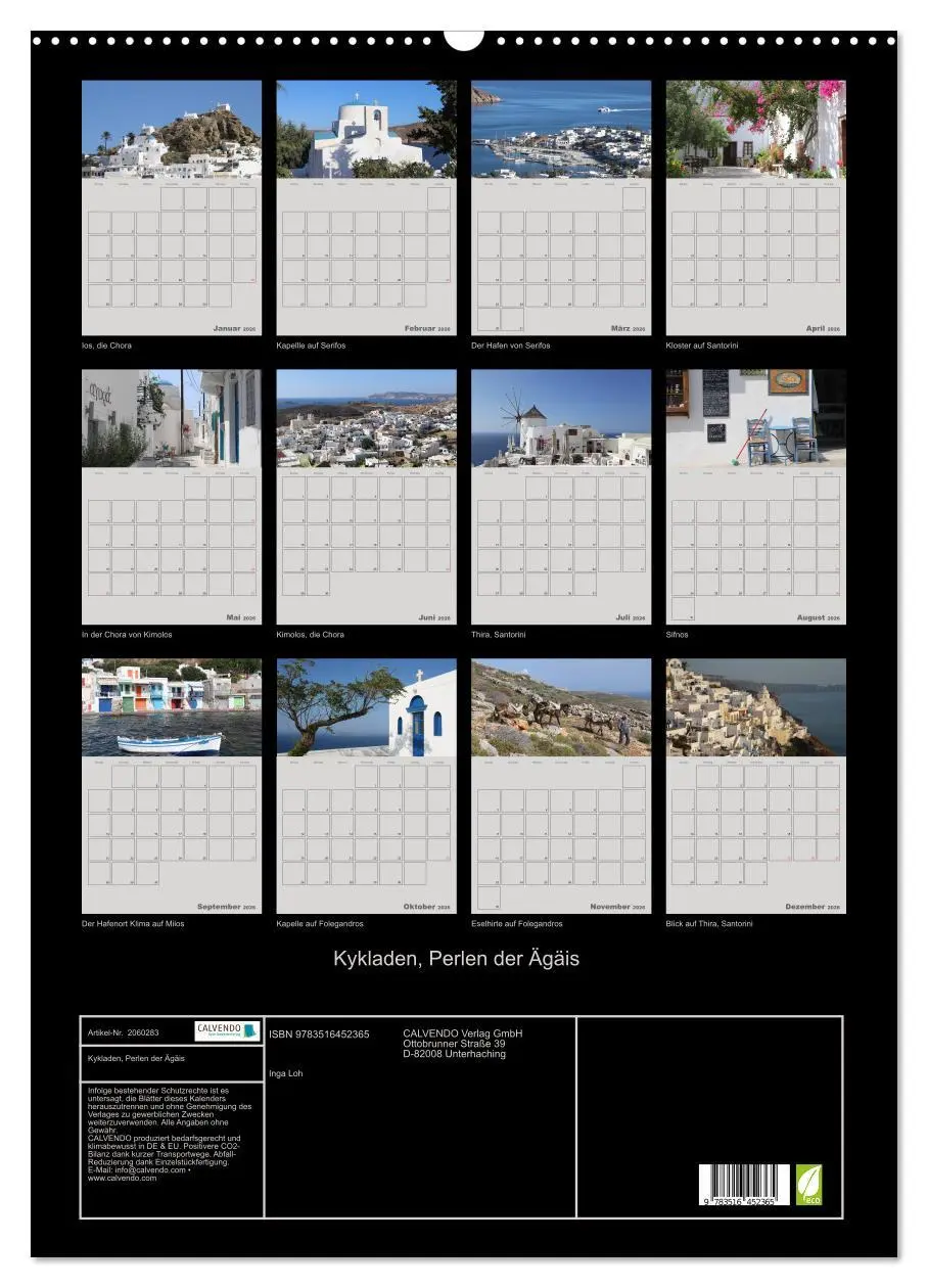 Bild: 9783516452365 | Kykladen, Perlen der Ägäis (Wandkalender 2026 DIN A2 hoch),...