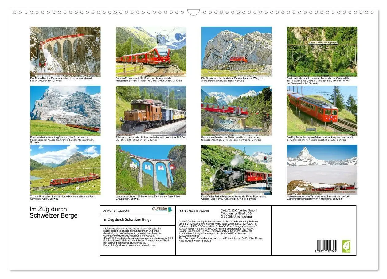 Bild: 9783516902365 | Im Zug durch Schweizer Berge (Wandkalender 2027 DIN A2 quer),...