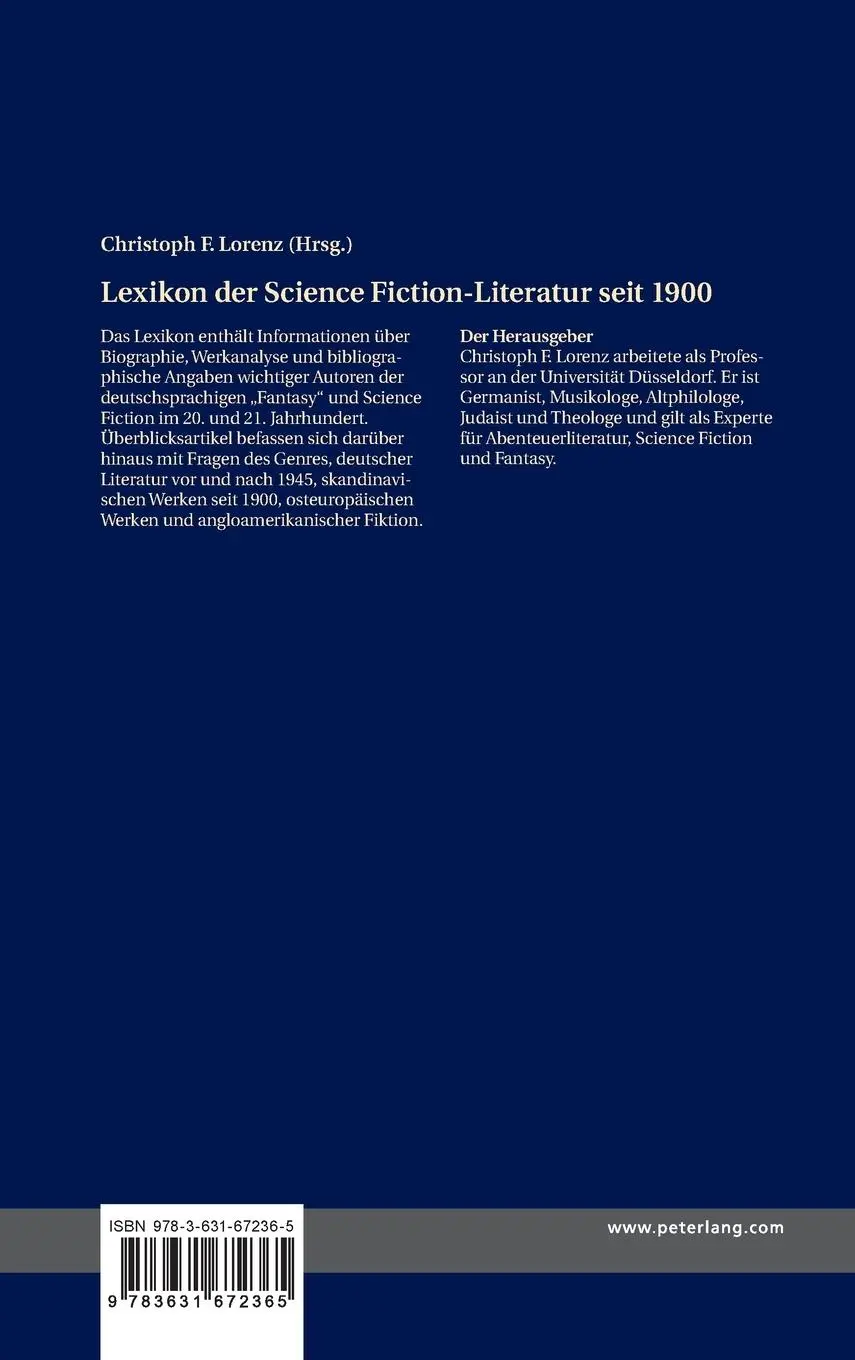 Rückseite: 9783631672365 | Lexikon der Science Fiction-Literatur seit 1900 | Christoph F. Lorenz