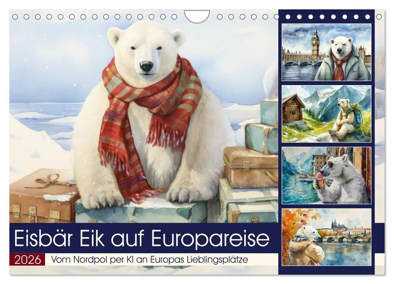 Cover: 9783457352465 | Eisbär Eik auf Europareise (Wandkalender 2026 DIN A4 quer),...