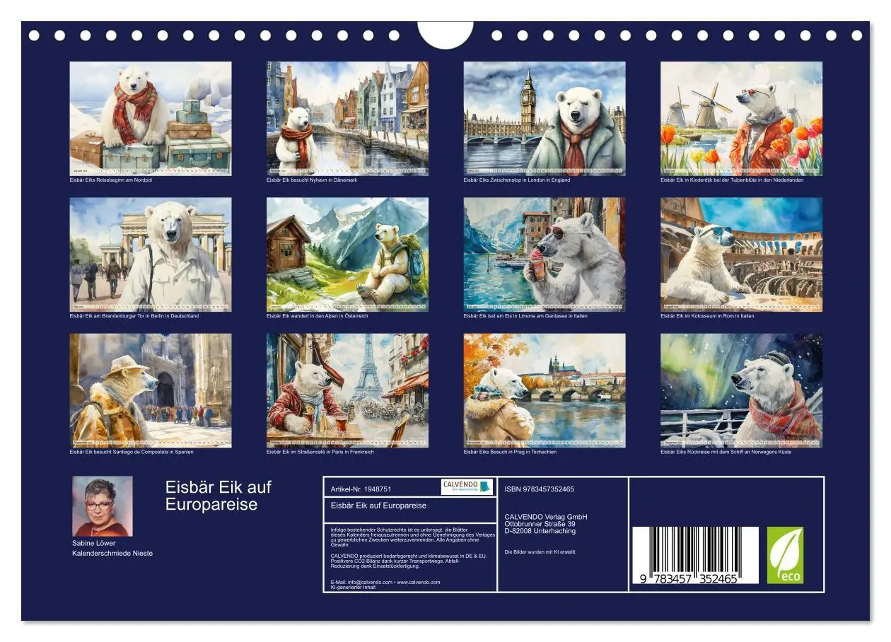 Bild: 9783457352465 | Eisbär Eik auf Europareise (Wandkalender 2026 DIN A4 quer),...