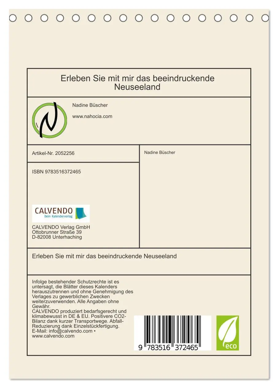 Bild: 9783516372465 | Erleben Sie mit mir das beeindruckende Neuseeland (Tischkalender...